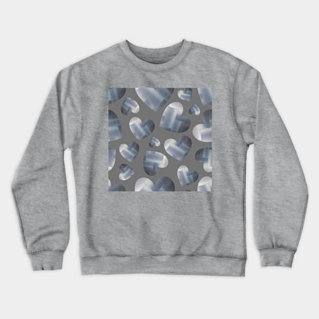 An abundance of silver hearts on grey Crewneck Sweatshirt by YamyMorrell